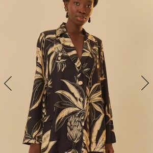 FARM Rio Black and Cream Tropical Blazer